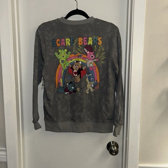 Care Bears Double Sided Scare Bears Gray Marbled Long Sleeve Sweatshirt Size XS - Picture 4 of 8